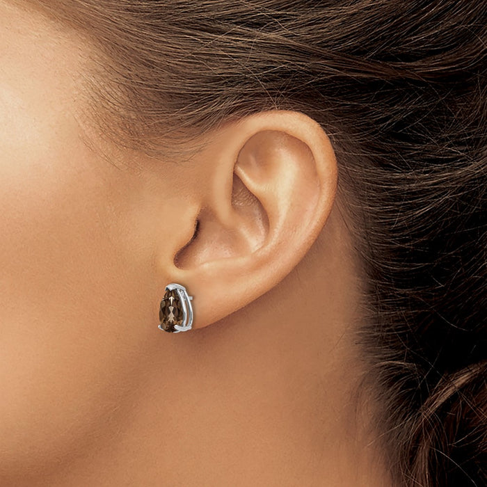 Shop Stylish 14K Gold Pear-Shaped Smoky Quartz Earrings - 10x7mm Luxury Value-3