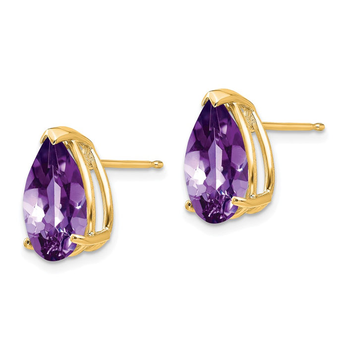 Shop Stylish 14K Gold Amethyst Pear-Shaped Stud Earrings - 1.5" Length, Affordable Price-2