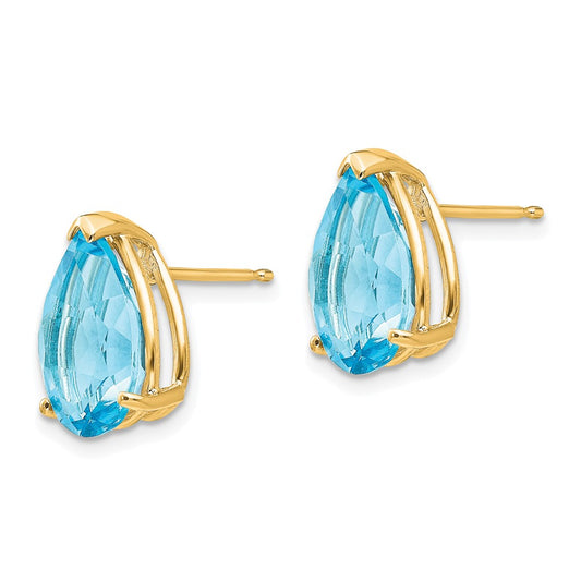 Exclusive 14K Gold 12x8mm Pear-Shaped Blue Topaz Earrings - Stylish Value!