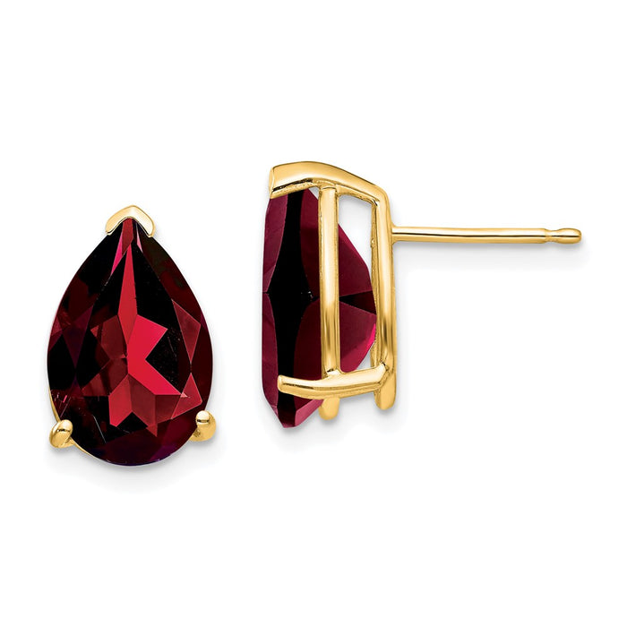 High-Quality 14K Gold Garnet Pear-Shaped Stud Earrings | Stylish Value!-1