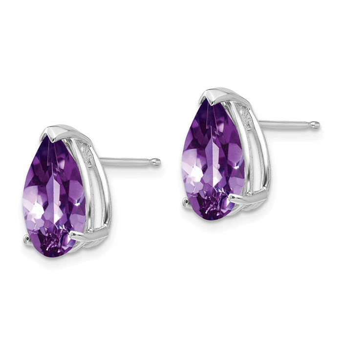 High-Quality 14K White Gold Amethyst Stud Earrings | Stylish Pear Shape, Affordable Price-2