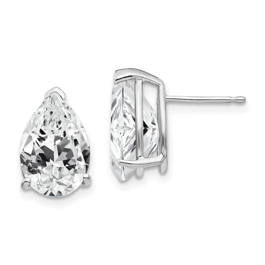 Buy Stylish 14K White Gold Earrings with 12x8mm Cubic Zirconia - Luxury Value!
