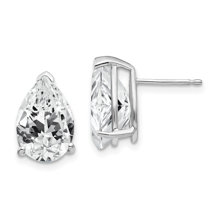 Buy Stylish 14K White Gold Earrings with 12x8mm Cubic Zirconia - Luxury Value!-1