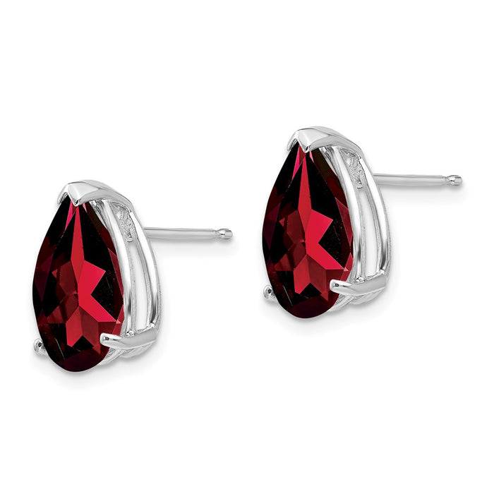 Shop Stylish 14K White Gold Pear-Shaped Garnet Stud Earrings - Affordable Luxury-2
