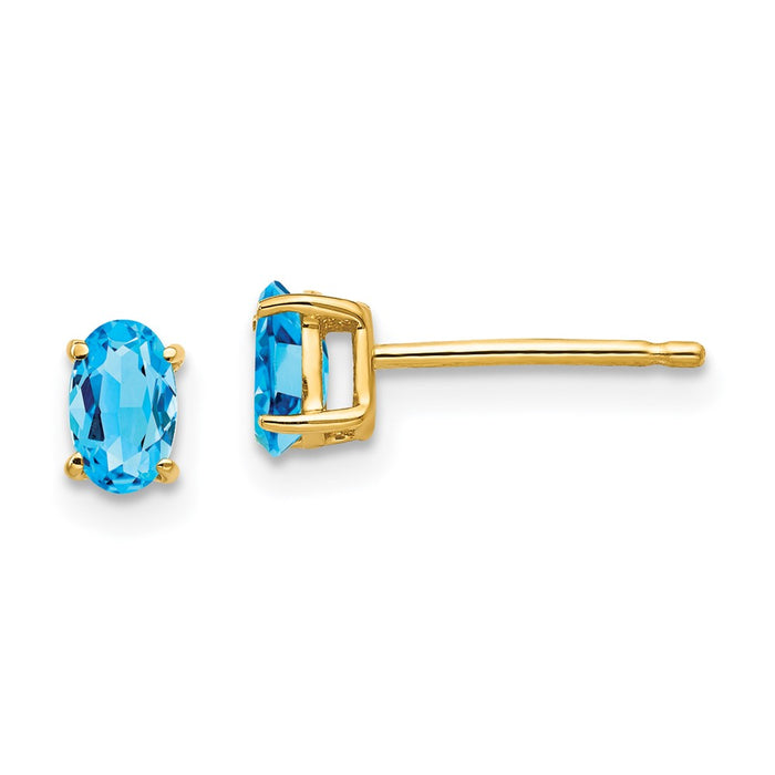 Buy Stylish 14K Gold Oval Blue Topaz Earrings - 5x3mm, Luxury Value!-1
