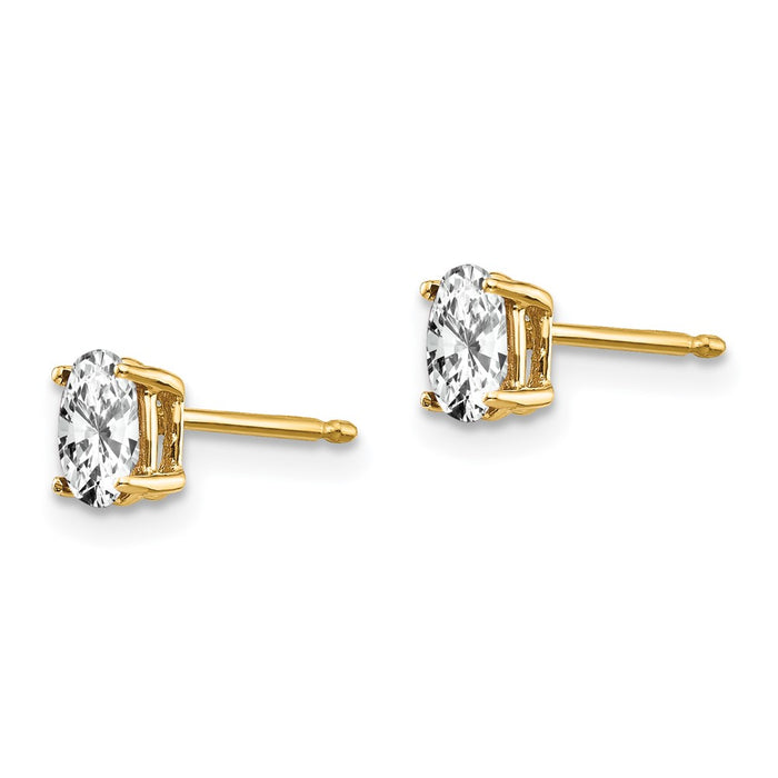 Buy 14K Gold Oval CZ Earrings - Stylish 5x3mm Design, Affordable Luxury!-2