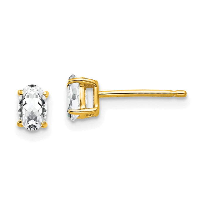 Buy 14K Gold Oval CZ Earrings - Stylish 5x3mm Design, Affordable Luxury!-1