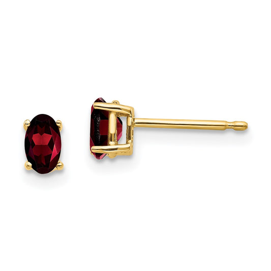 Shop Stylish 14K Gold Oval Garnet Earrings - 5x3mm, Luxury Value Jewelry