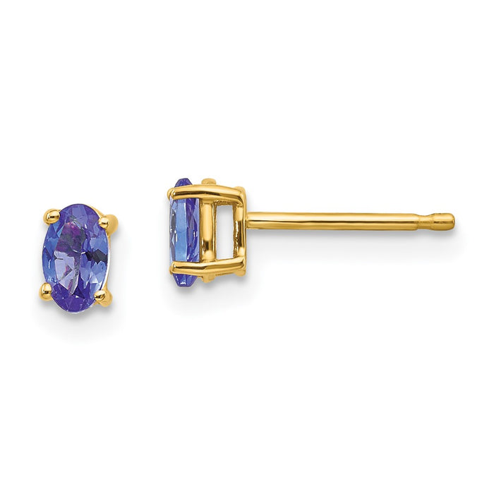 Shop Exclusive 14K Gold Tanzanite Stud Earrings - Stylish Luxury at 0.85mm-1