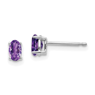 Buy Exclusive 14K White Gold Oval Amethyst Earrings - 5x3mm, Stylish Value!