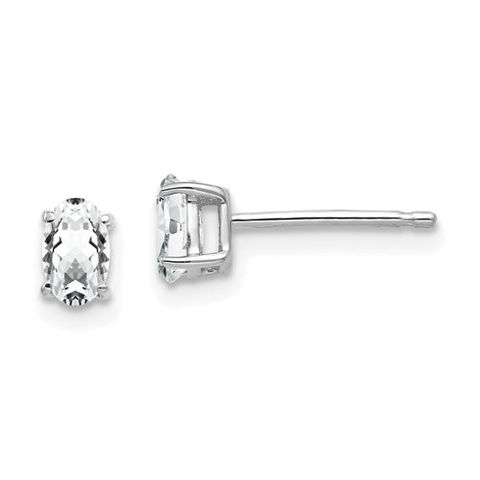 Shop 14K White Gold Oval CZ Earrings - 5x3mm, Stylish & Affordable Luxury!