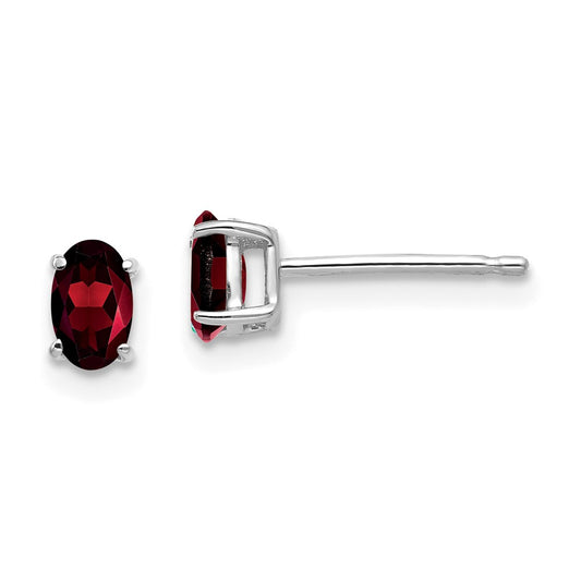 Exclusive 14K White Gold Oval Garnet Earrings - 5x3mm, Stylish Value