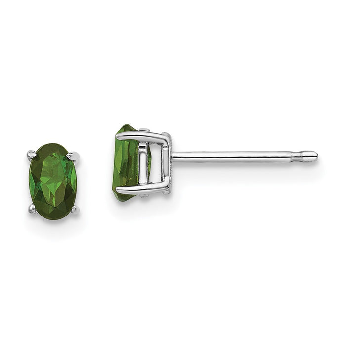 High-Quality 14K White Gold Earrings with 1.5 Carat Green Tourmaline - Stylish Value-1