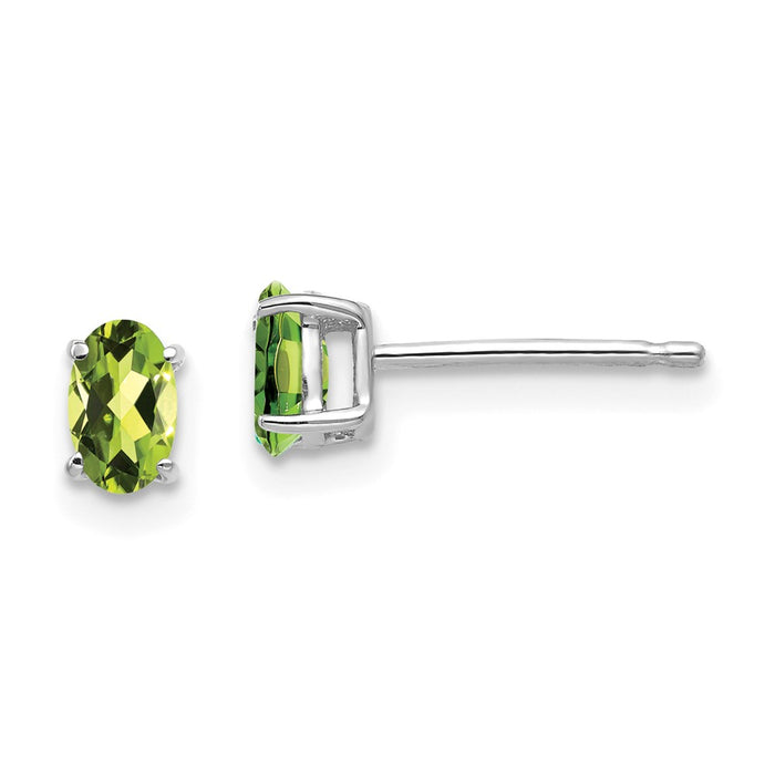 Buy Exclusive 14K White Gold Oval Peridot Stud Earrings - Stylish Value!-1
