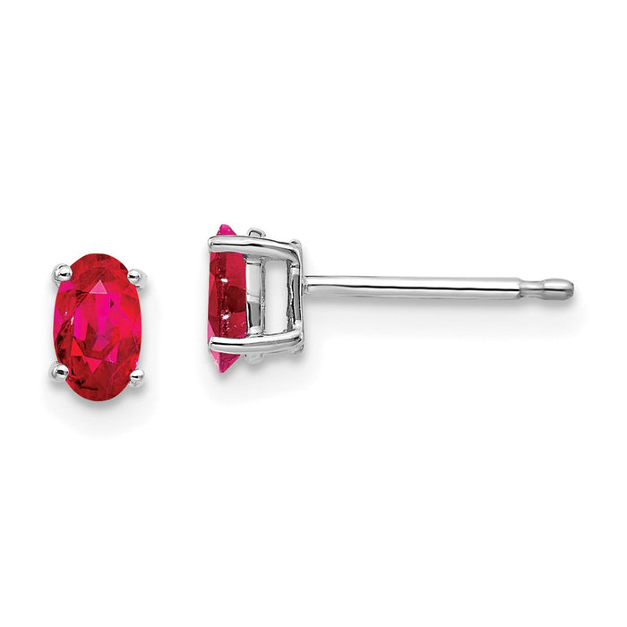High-Quality 14K White Gold Ruby Stud Earrings - Luxury Style at Affordable Price-1