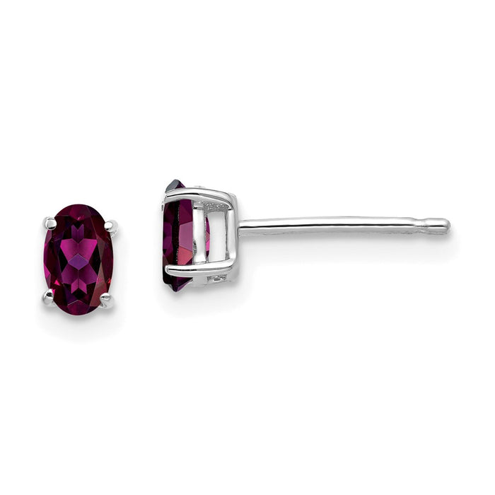 Buy Exclusive 14K White Gold Oval Stud Earrings with Rhodolite Garnet - Stylish Design-1