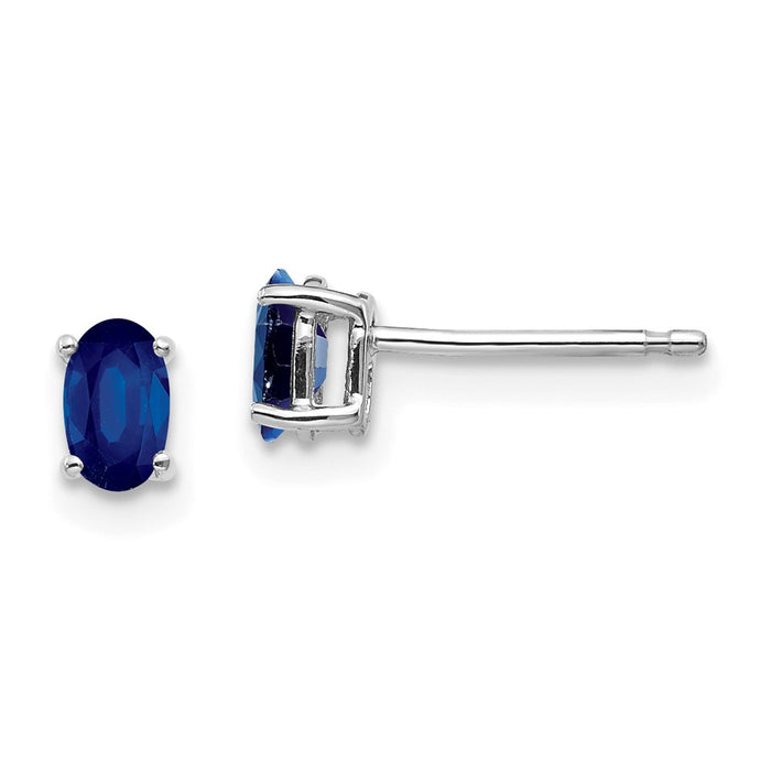 High-Quality 14K White Gold Sapphire Stud Earrings - Stylish Luxury Accessory-1