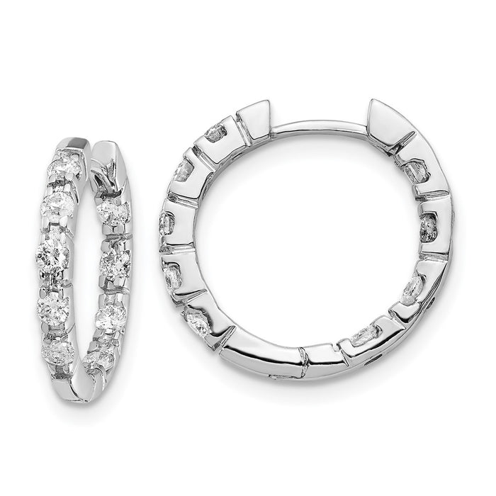 Exclusive 14K White Gold Diamond-Accented Hoop Earrings - Stylish & Affordable!-1