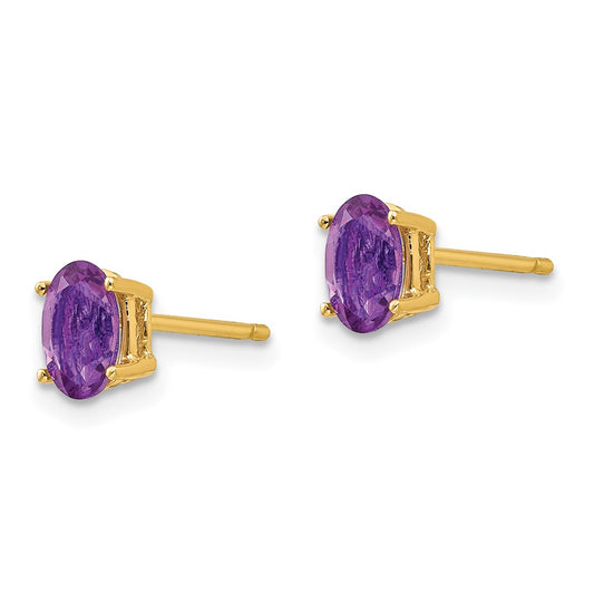 Exclusive 14K Gold 6x4mm Oval Amethyst Earrings - Stylish Luxury Value!
