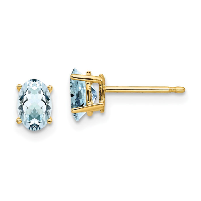 Buy Exclusive 14K Gold Aquamarine Stud Earrings - Stylish 1.5 Carats-1