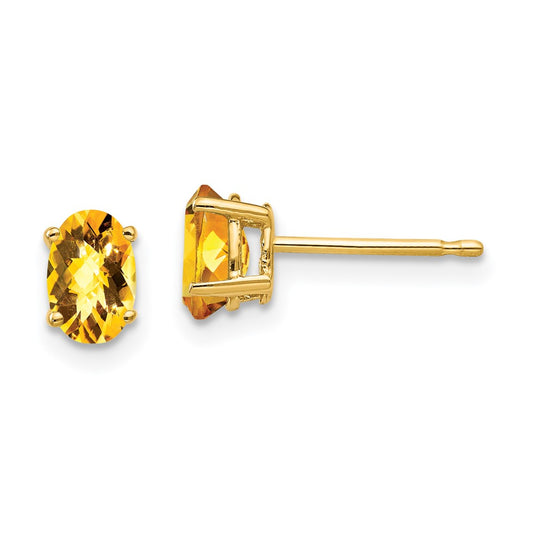 High-Quality 14K Gold 6x4mm Citrine Earrings | Stylish & Affordable Luxury