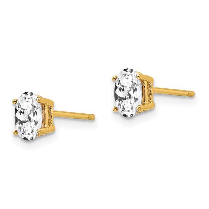 Buy Stylish 14K Gold Oval Cubic Zirconia Stud Earrings - 6x4mm Luxury-2