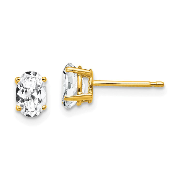 Buy Stylish 14K Gold Oval Cubic Zirconia Stud Earrings - 6x4mm Luxury-1