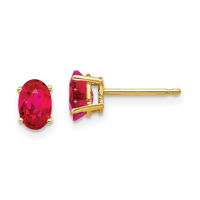 Buy Exclusive 14K Gold Oval Ruby Post Stud Earrings, 6mm x 4mm, Stylish Value-1