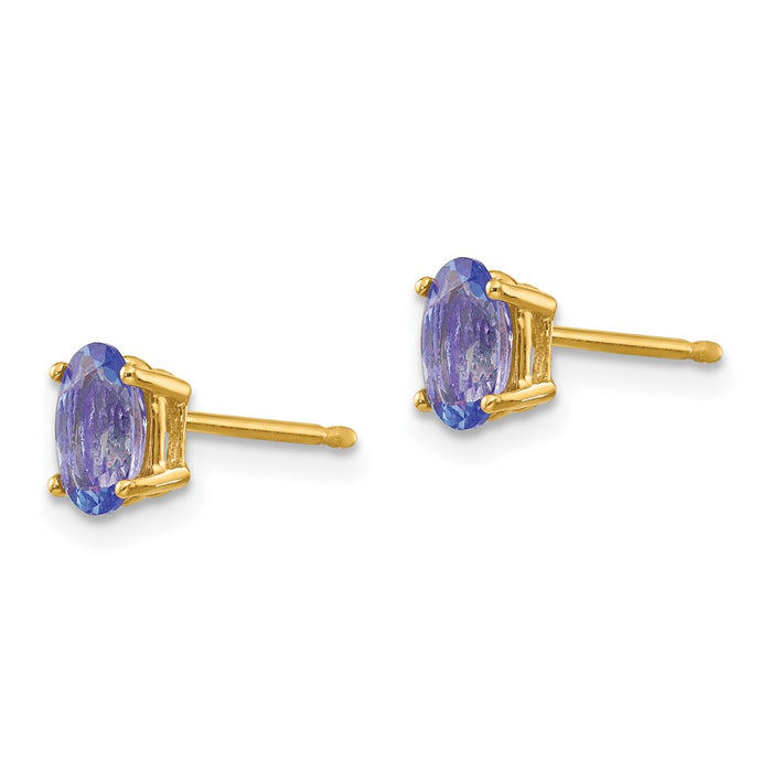 High-Quality 14K Gold Tanzanite Stud Earrings - Stylish & Affordable Luxury-2