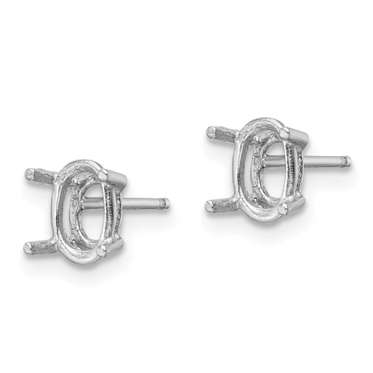 Exclusive 14K White Gold Oval Earring Mountings - 6x4 mm, Affordable Luxury
