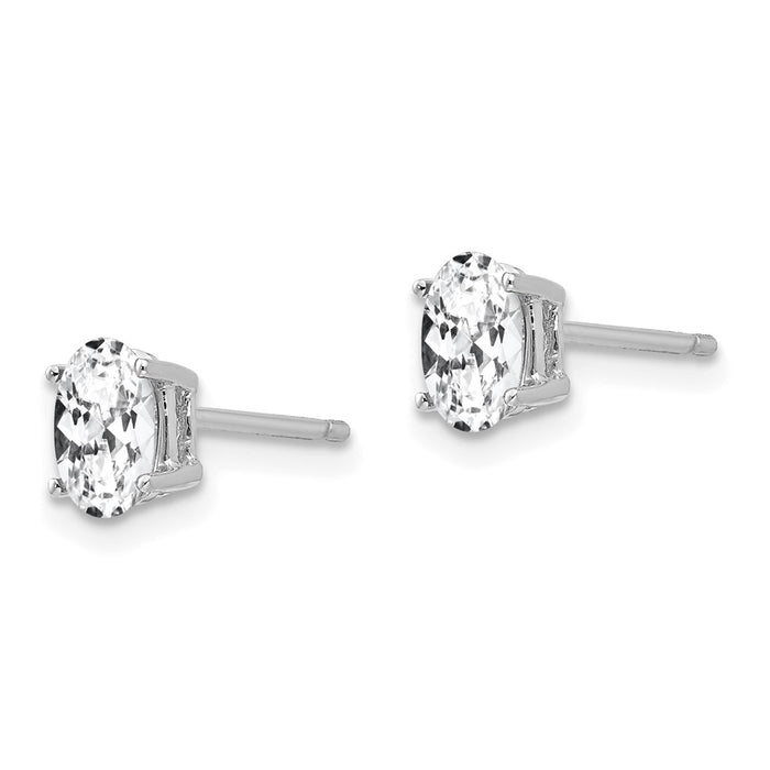 Buy Exclusive 14K White Gold Oval Stud Earrings with CZ - Stylish Value!-2