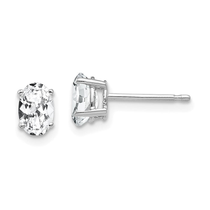 Buy Exclusive 14K White Gold Oval Stud Earrings with CZ - Stylish Value!-1