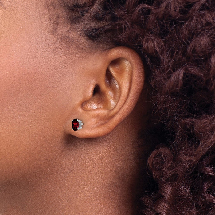 Shop Exclusive 14K White Gold Oval Garnet Earrings - 6x4mm, Affordable Luxury-3