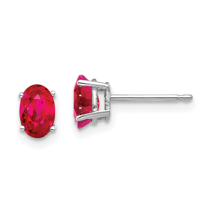 Shop Exclusive 14K White Gold Ruby Stud Earrings - Stylish & Affordable Luxury-1