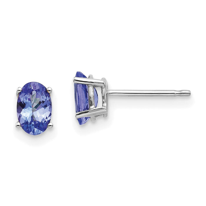 Buy Exclusive 14K White Gold Tanzanite Stud Earrings - Stylish & Affordable!-1