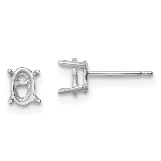Exclusive 14K White Gold Oval Earring Mountings - 6x4 mm, Affordable Luxury