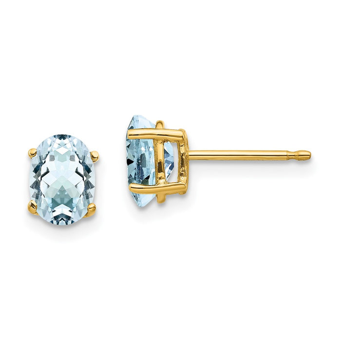 Buy Exclusive 14K Gold Aquamarine Stud Earrings - Stylish 1.25 Carats, Affordable Price-1