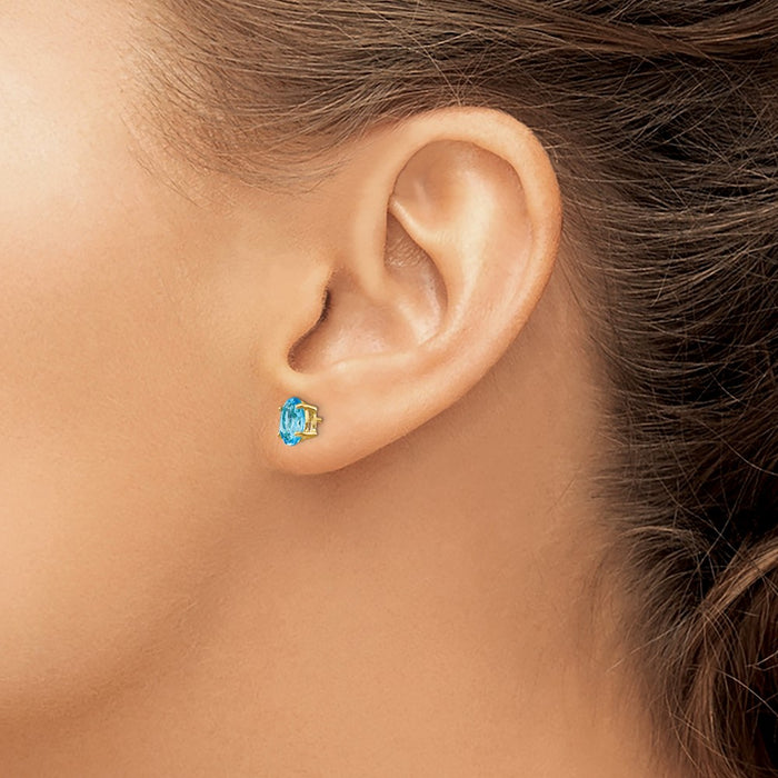 Buy Stylish 14K Gold Blue Topaz Stud Earrings - 7x5mm, Luxury Value!-3