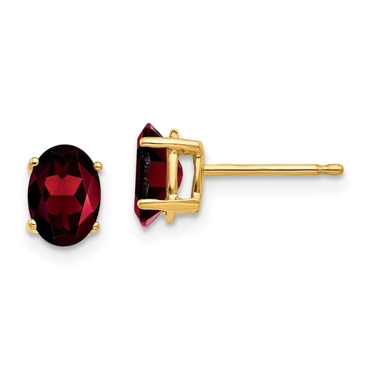 Buy Stylish 14K Gold Oval Garnet Earrings, 7x5mm - Luxury Value Choice