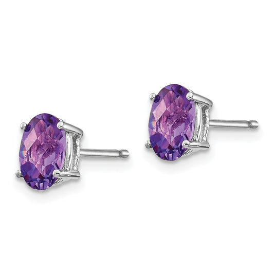 Buy Stylish 14K White Gold Oval Amethyst Earrings - 7x5mm, Luxury Value!