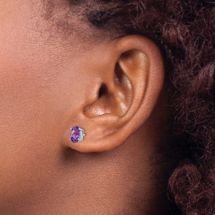 Buy Stylish 14K White Gold Oval Amethyst Earrings - 7x5mm, Luxury Value!-3
