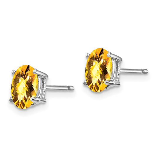 Buy Stylish 14K White Gold Oval Citrine Earrings - 7x5mm, Luxury Value