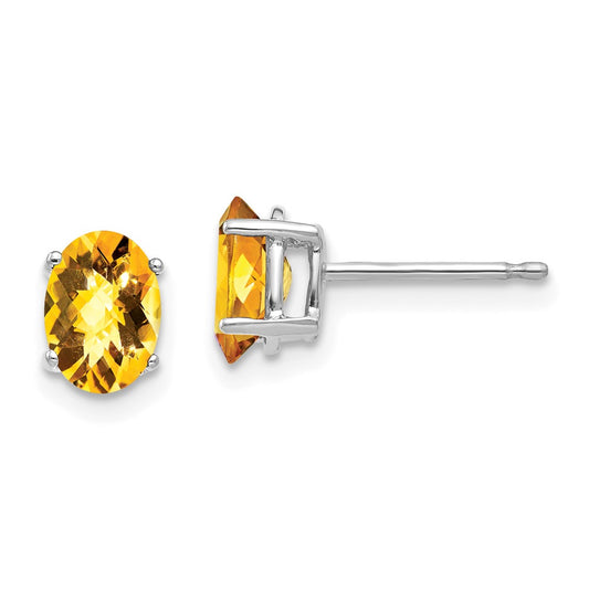 Buy Stylish 14K White Gold Oval Citrine Earrings - 7x5mm, Luxury Value