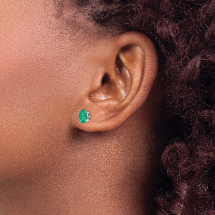 Buy Exclusive 14K White Gold Emerald Stud Earrings - Stylish & Affordable!-3