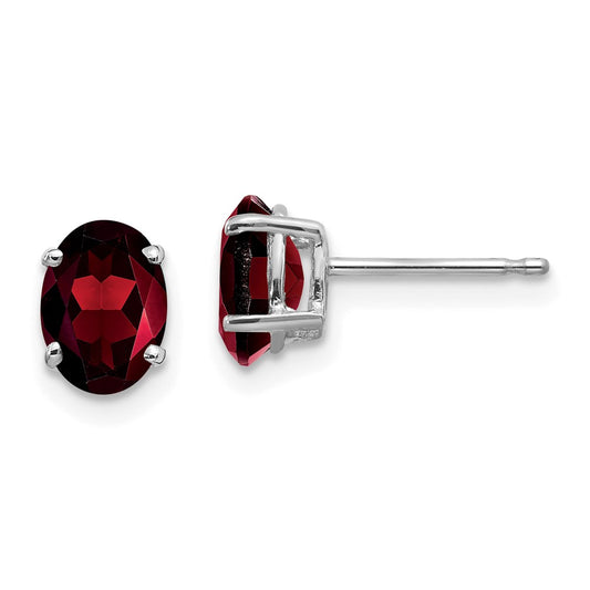 Buy Exclusive 14K White Gold Oval Garnet Earrings - 7x5mm, Stylish Luxury