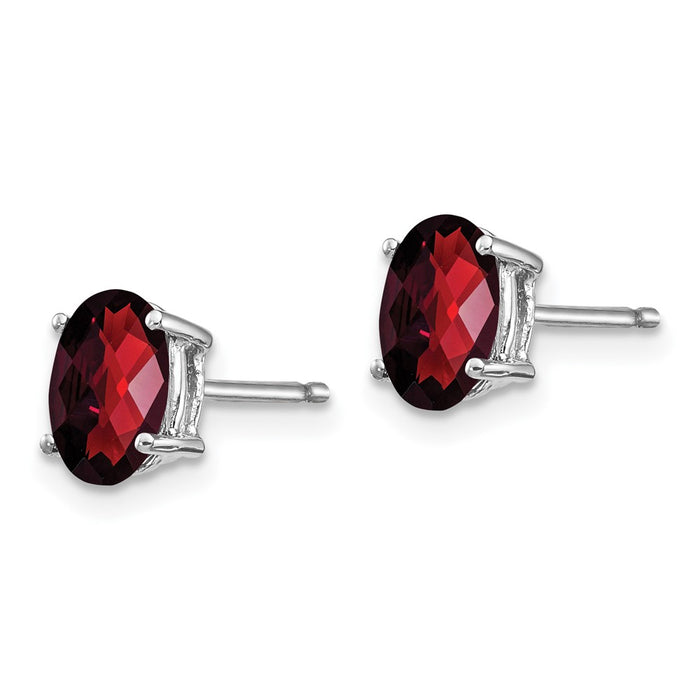 Shop Stylish 14K White Gold Oval Garnet Earrings - 7x5mm, Affordable Luxury!-2
