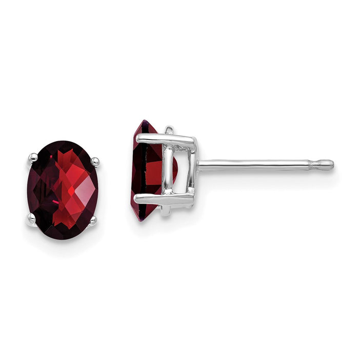 Shop Stylish 14K White Gold Oval Garnet Earrings - 7x5mm, Affordable Luxury!-1