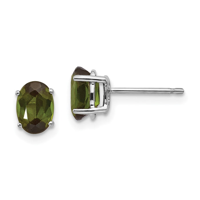 Shop Stylish 14K White Gold Green Tourmaline Drop Earrings - Luxury Design-1