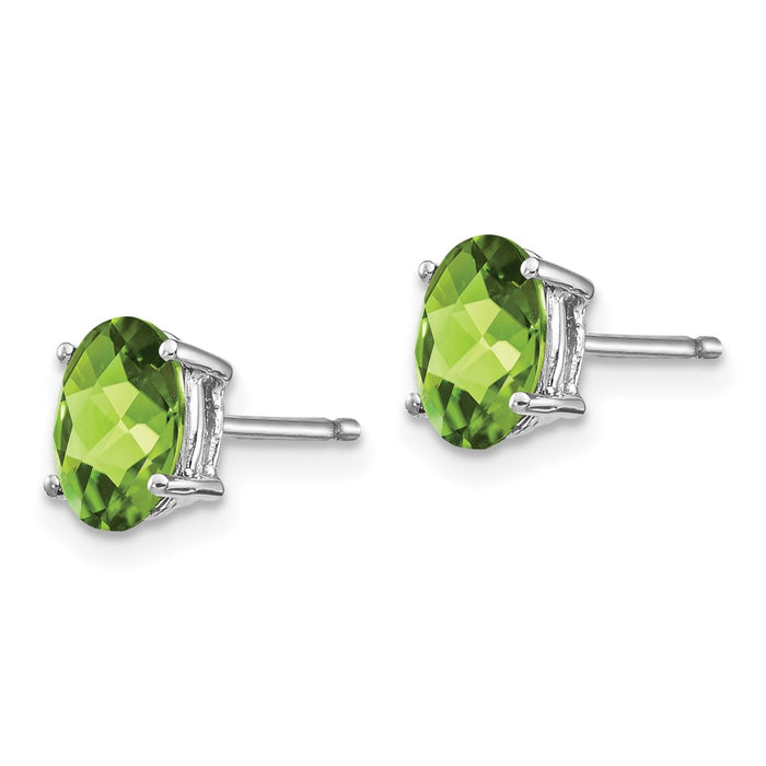 Exclusive 14K White Gold Oval Peridot Earrings 7x5mm - Stylish Value Deal!-2
