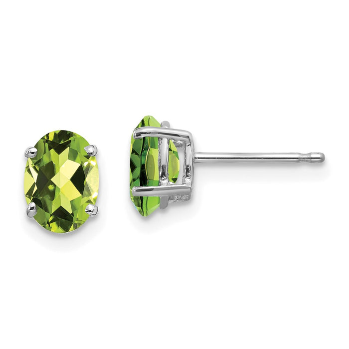 Exclusive 14K White Gold Oval Peridot Earrings 7x5mm - Stylish Value Deal!-1